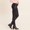 Pantalon iris&eacute; en similicuir noir femme