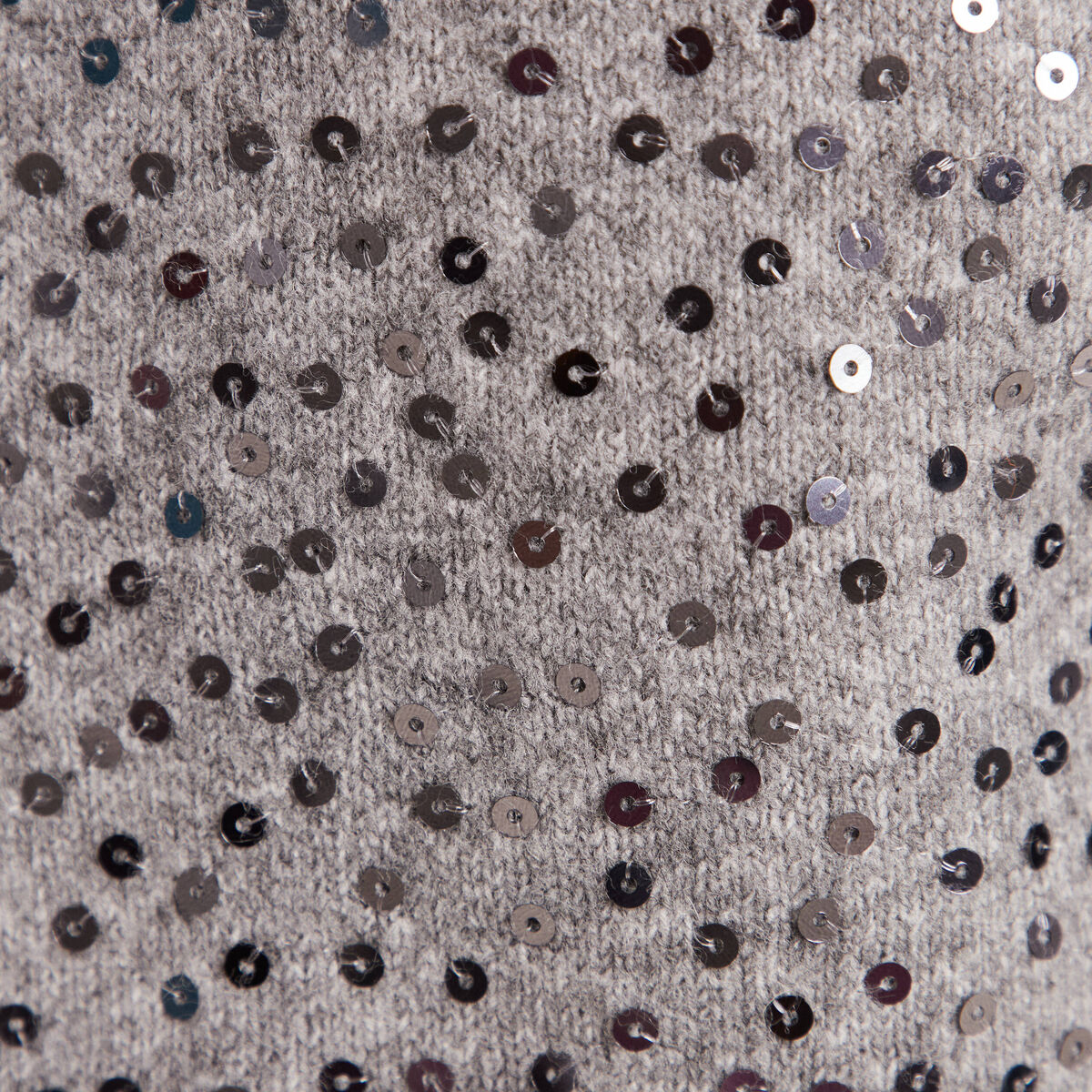 Pull manches longues sequins gris clair femme