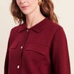Gilet col chemise manches longues bordeaux femme