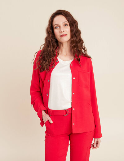 Veste cintrée boutonnée rouge femme