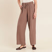Pantalon large taille haute taupe femme