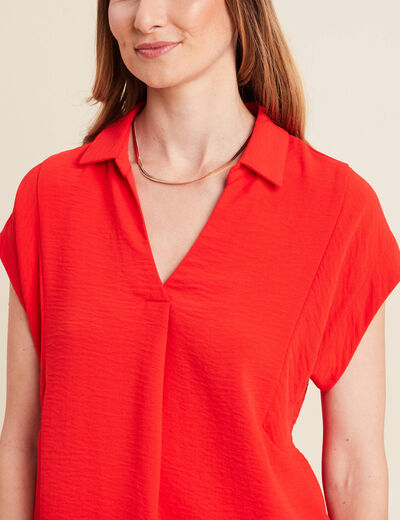 Blouse manches courtes rouge femme