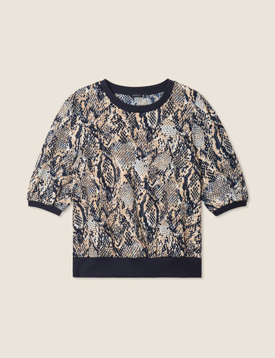 T-shirt manches 3/4 beige femme