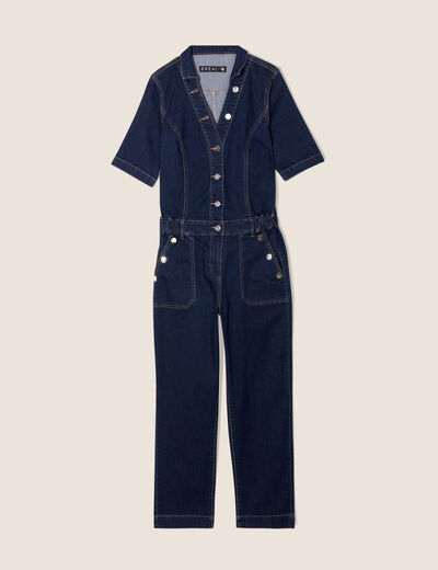 Combinaison pantalon en jean denim brut femme