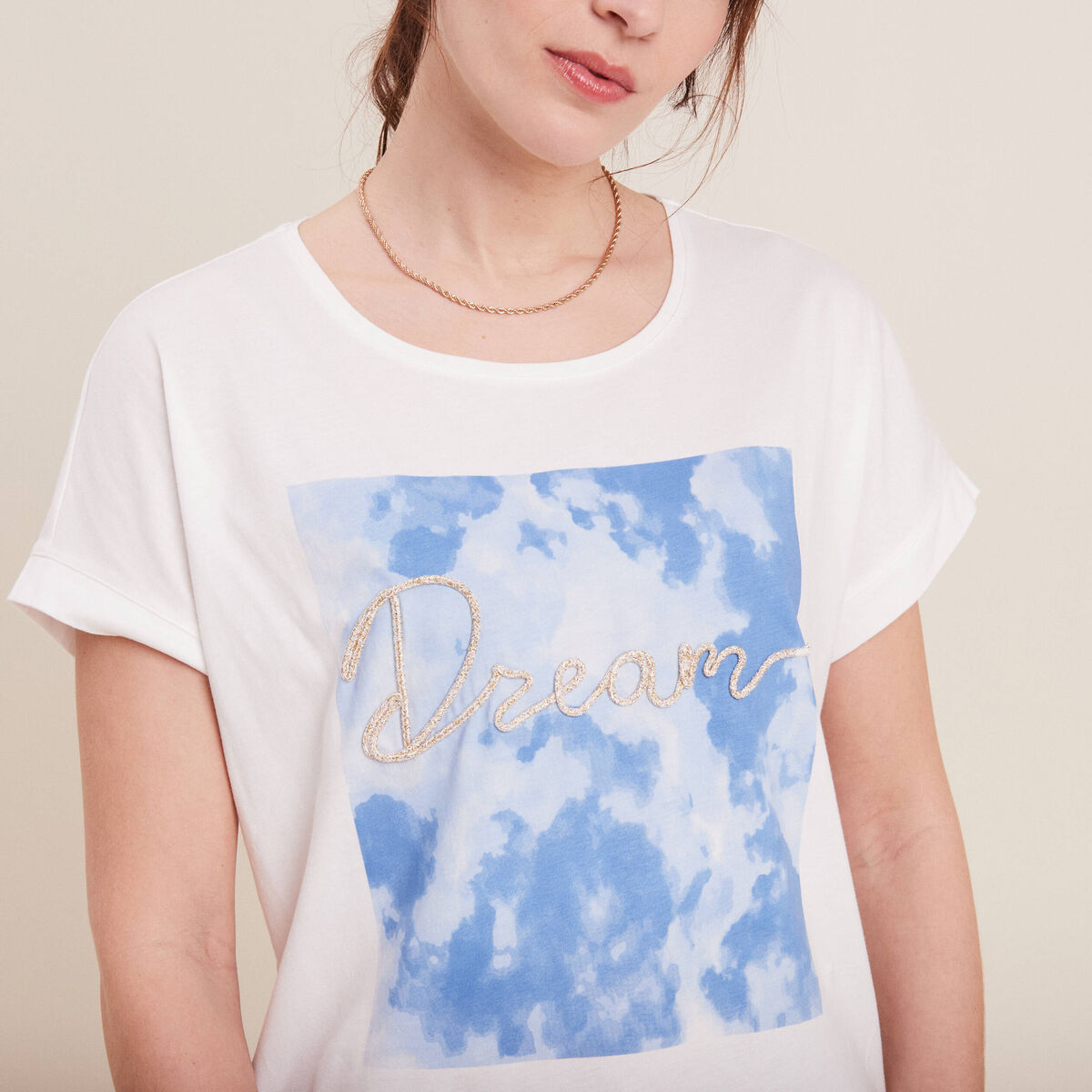 T-shirt manches courtes ecru femme