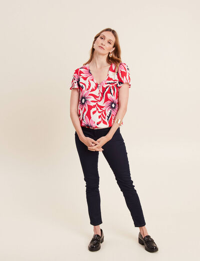 Blouse manches courtes rouge femme