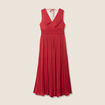 Robe longue empire satin bordeaux femme