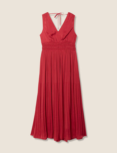 Robe longue empire satin bordeaux femme