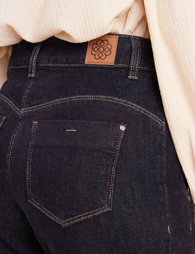 Jean droit taille haute 7/8&egrave;me denim brut femme