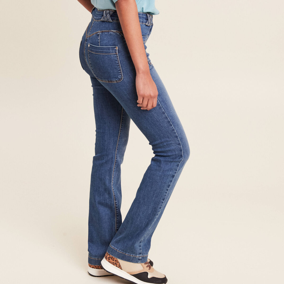 Jean bootcut taille standard denim stone femme