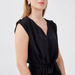 Robe longue droite ceinturée noir femme