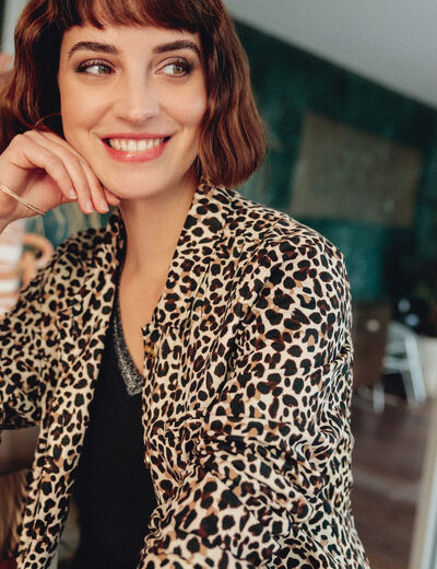 Veste boutonnée beige femme