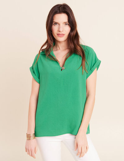 Blouse manches courtes vert menthe femme