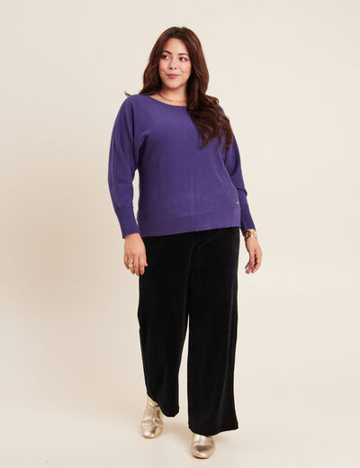 Pantalon large velours noir femme