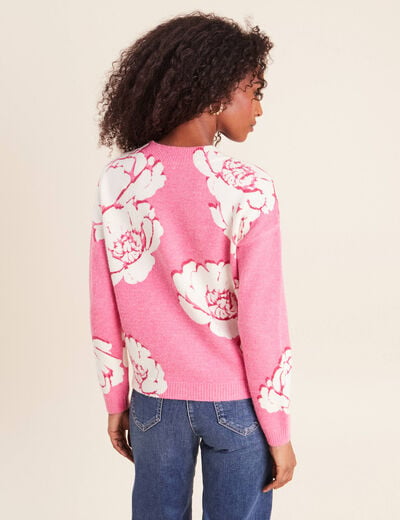 Pull col rond rose femme