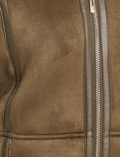 Manteau cintr&eacute; mi-long vert kaki femme
