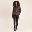 Doudoune d&eacute;perlante droite zipp&eacute;e marron femme