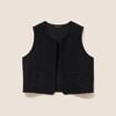 Gilet sans manches bouclette poches noir femme