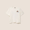 T-shirt avec print et broderie sequins ecru femme