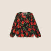 Blouse ample en voile col rond rouge femme