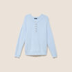 Pull col tunisien bleu pastel femme
