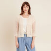 Gilet manches 3/4 ajour&eacute; ecru femme
