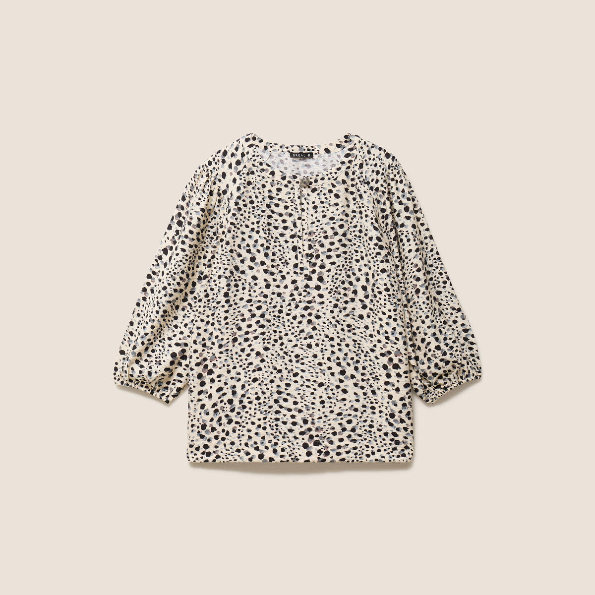 Blouse droite col rond manches 3/4 blanc femme