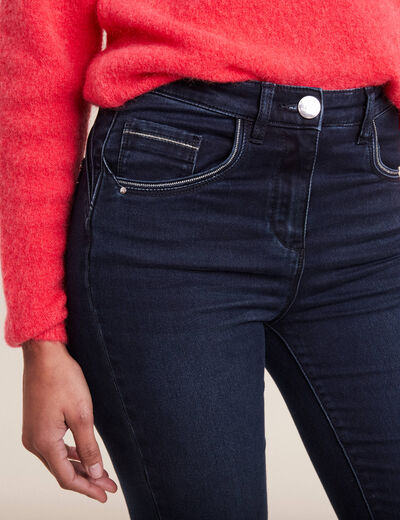 Jean ajusté taille haute denim brut femme