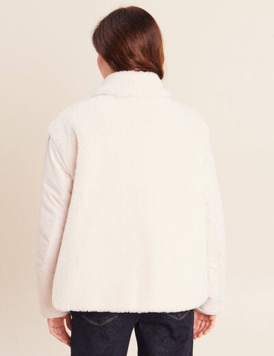 Doudoune r&eacute;versible aspect polaire ivoire femme