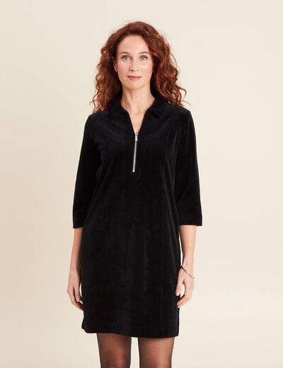 Robe droite velours noir femme
