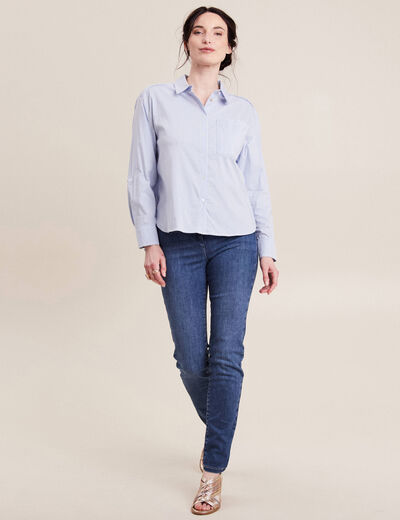 Chemise manches longues bleu femme