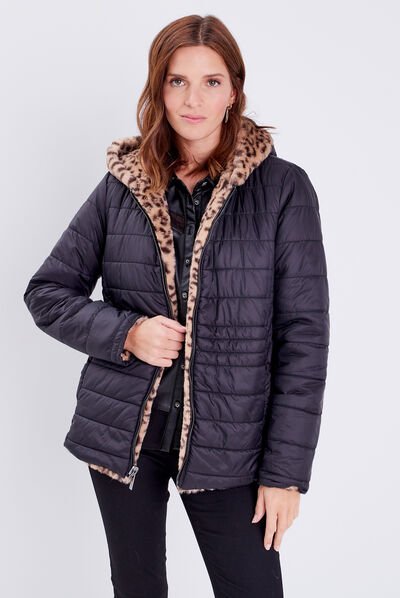 Doudoune droite réversible noir femme