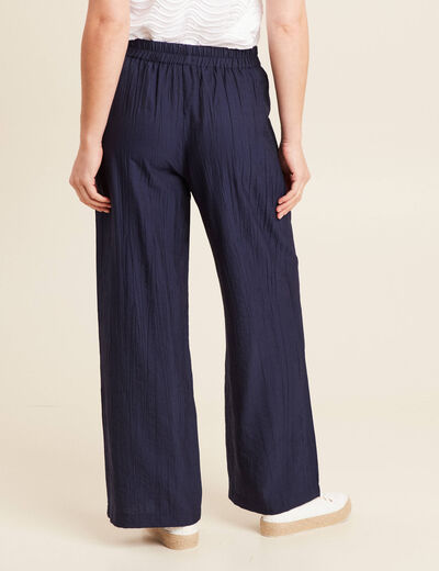 Pantalon taille haute bleu marine femme