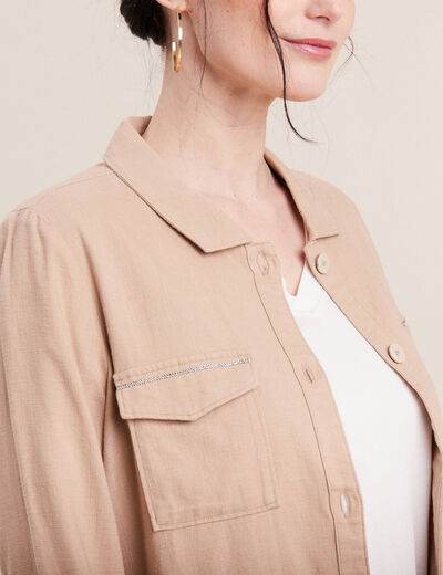 Veste droite boutonnée sable femme