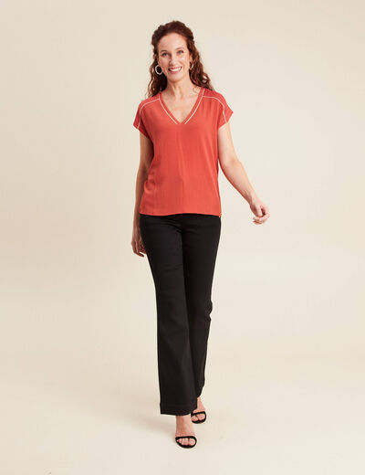 Pantalon bootcut à pont noir femme