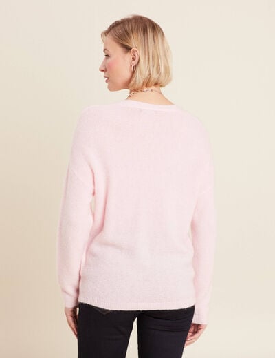 Pull manches longues rose femme