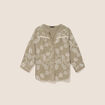 Blouse col tunisien manches 3/4 vert femme