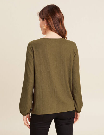 Blouse manches longues vert olive femme