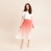 Jupe midi patineuse pliss&eacute;e rose vif femme
