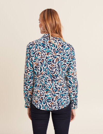 Chemise manches longues bleu canard femme