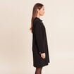 Robe droite courte en maille col chemise noir femme