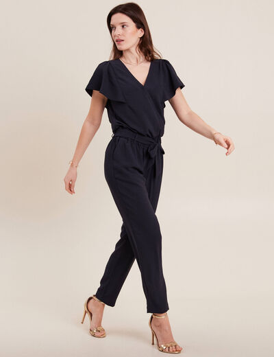 Combinaison pantalon droite bleu foncé femme