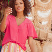 Blouse manches courtes rose fushia femme