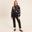 Chemise fluide brod&eacute;e manches longues noir femme