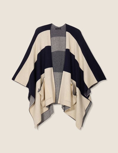 Poncho avec poches bleu foncé femme