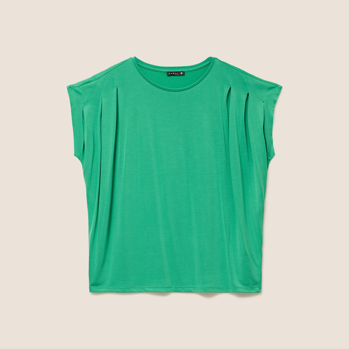 T-shirt droit col rond manches courtes vert menthe femme