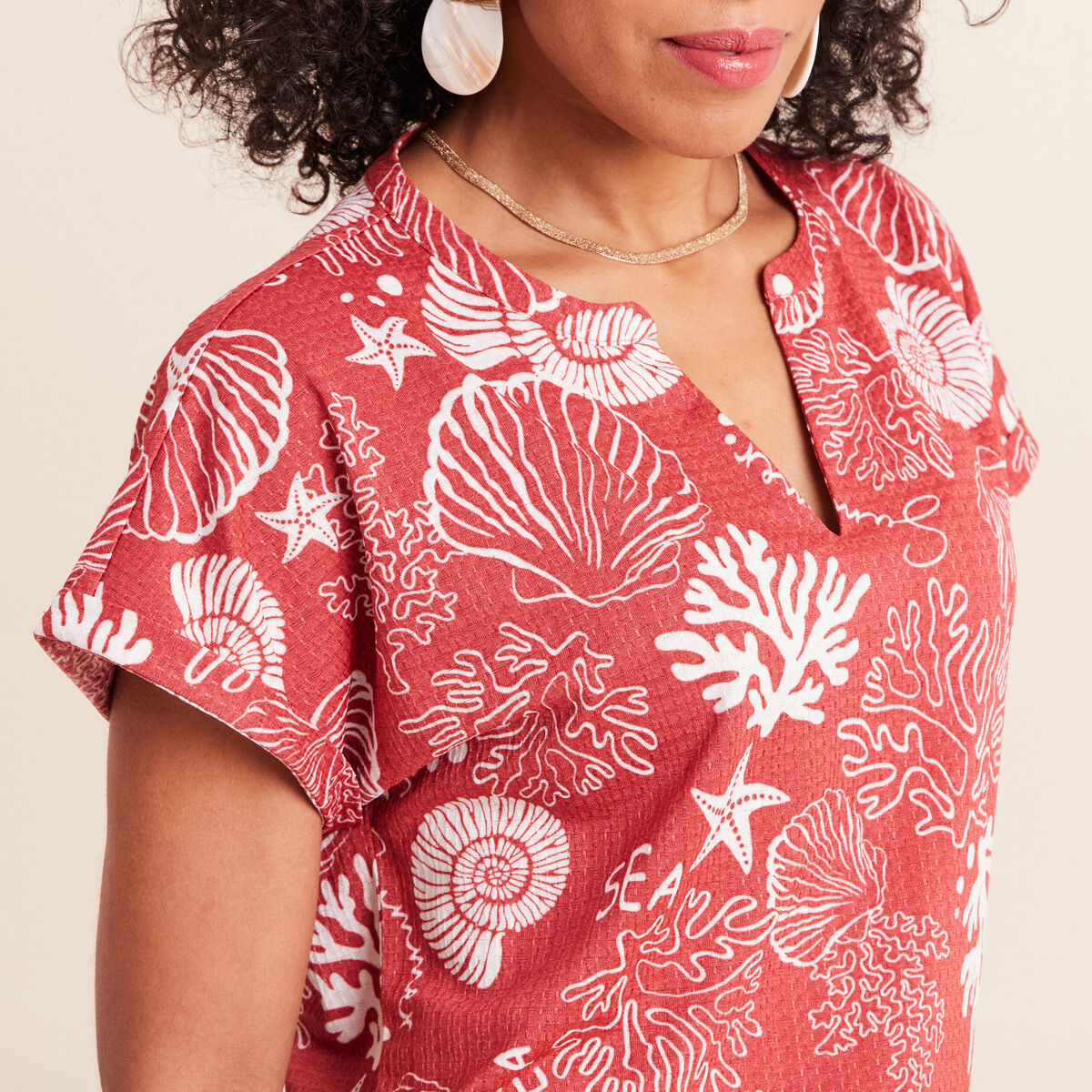 T-shirt manches courtes orange femme