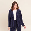 Veste tailleur velours bleu marine femme