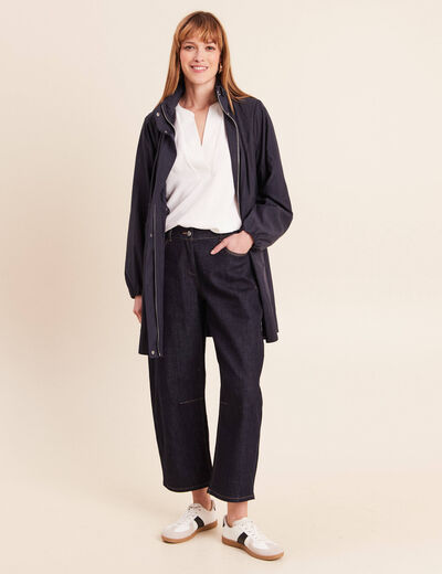 Blouse fluide col v manches longues ecru femme