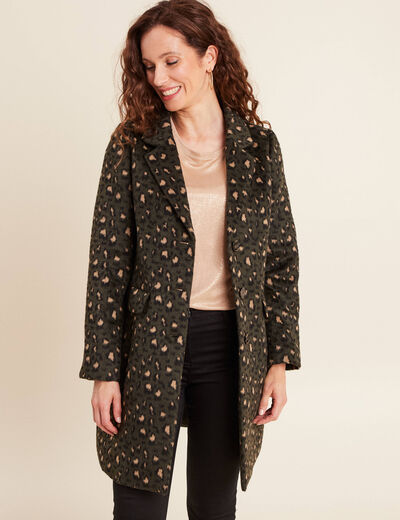 Manteau 2 en 1 ajust&eacute; &agrave; capuche amovible vert kaki femme